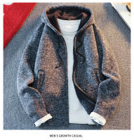 Chaqueta De Punto Para Hombre Con Capucha Cálida Y Acolchada Estilo Casual Para Otoño E InviernoAbrigo De Poliéster Con Cierre De Cremallera - details 5