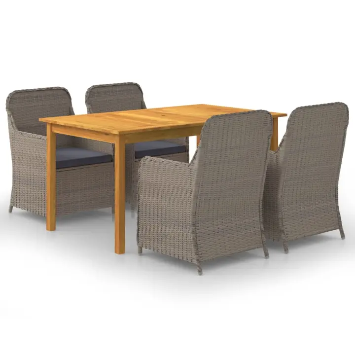 vidaXL Juego de comedor para jardín 5 piezas marrón - 1