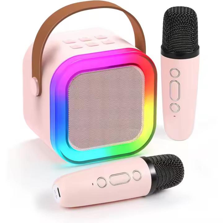Karaoke 2 Microfonos + Altavoz Mini Karaoke Infantil Inalambrico,ROSA, ENVIO 24H - 1