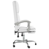 vidaXL Silla de oficina reclinable masaje cuero sintético blanco - details 2