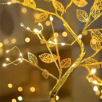 Lámpara De Mesa Árbol De Noche LED Con Encendido Por Toque Y USB/Batería Decoración De Flores Artificiales Bonsái Para Escritorio - details 5