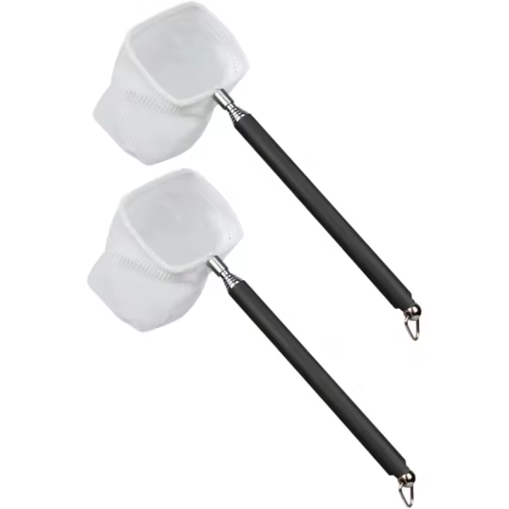 2 piezas de red telescópica para camarones, herramienta cuadrada, red de pesca ligera, red para camarones, red para atrapar camarones, red para peces de acuario, red negra para camarones - 1