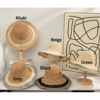 Sombrero de Paja de Verano para Mujer, Sombrero de Playa de Ala Ancha con Protección UV, Cómodo y Transpirable, Ajustable y Plegable, Ideal para Viajes y Aire Libre (Gris/Negro/Verde/Khaki/Beige) - details 1
