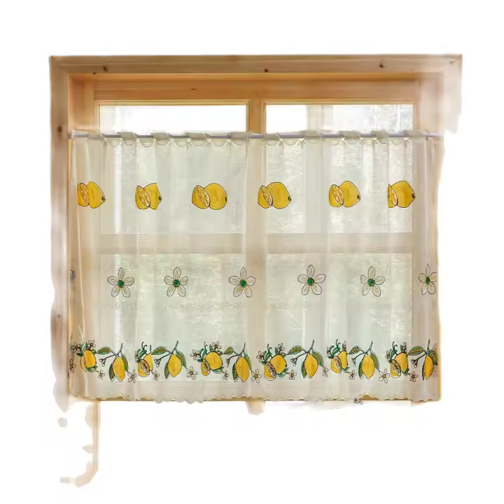 Cortina Corta De Limón Americano Con Bordado Para Cocina Y Sala De Estar Partition De Polvo Para Armario Material De Poliéster 100% - 1