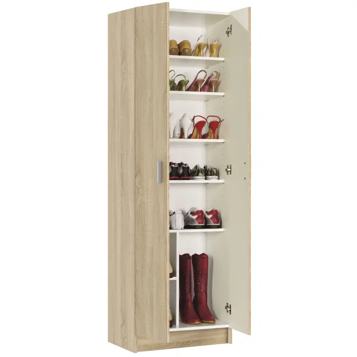 Armario auxiliar multiusos 2 puertas y 5 estantes interiores color roble Canadian Mueble 180x59x37 cm - 1
