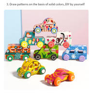 Coche De Graffiti De Madera DIY Para Niños Set De Pintura Y Coloración Modelo De Construcción Tridimensional Sin Baterías - details 7