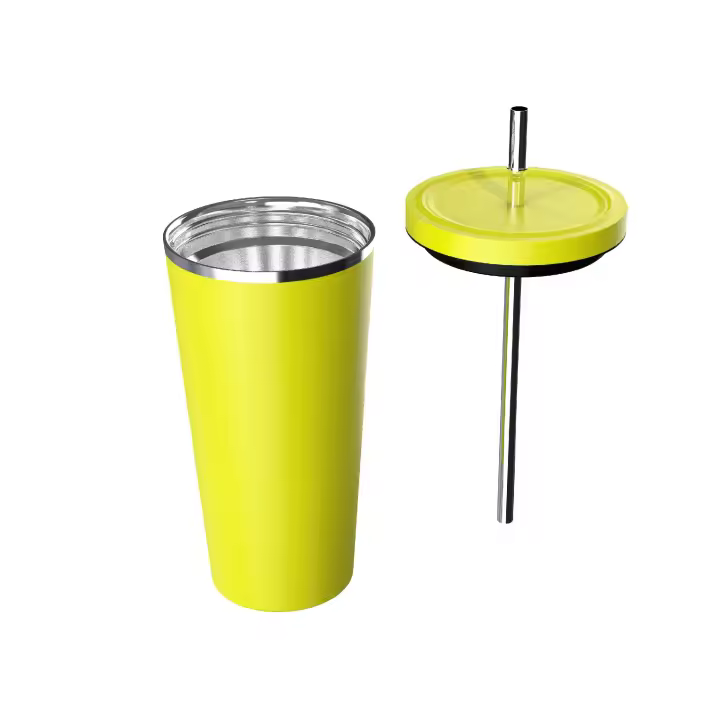 Mikomika Vaso Termo Con Pajita para Café y Te para Llevar en Mano o en Coche - Taza Térmica de Acero Inoxidable con Pajita termo (XG500 BOTELLA 999) - 1