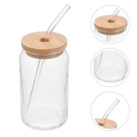 Botella De Vidrio 350ml/550ml Con Tapa De Bambú Y Pajita Para Café Cerveza Cócteles Whiskey Leche Jugo Cola Jarrón De Mason - details 3