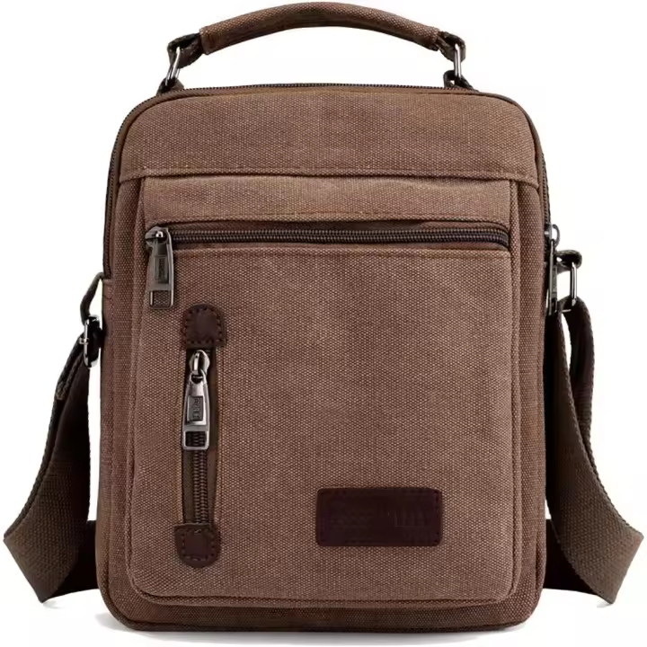 Bolso de hombro para hombre, Bolso de Lona type Mensajero, Bolso Cruzado de viaje, Bolso informal de gran capacidad con múltiples bolsos para trabajo, IR de compra, hacer senderismo y viaje. - 1