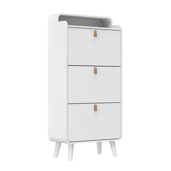Mueble Zapatero con 3 compartimentos abatibles, Independiente, Organizador de Zapatos abatibles, Zona de entrada, Zapatero Estrecho con compartimento superior, 63*30*134cm, Blanco - 1