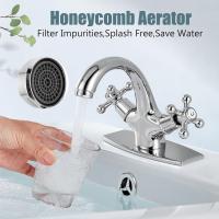Grifo para lavabo de baño, de solo orificio, Con Manija Doble, fría y Caliente, Con perilla Cruzada, mezclador para lavabo de Grifo con Placa de cubierta y drenaje emergente, Chrome Pulido - details 0