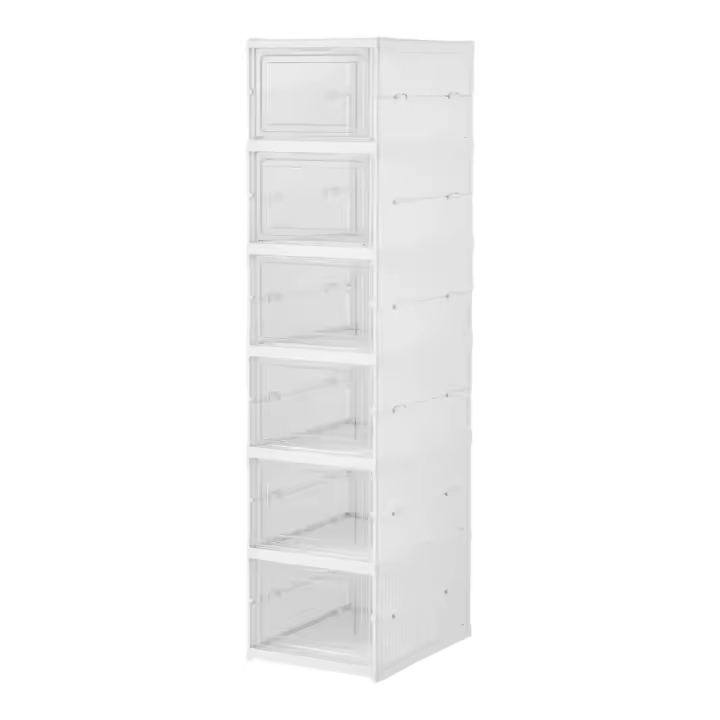 6 Niveles Sin Instalación Cajas de Zapatos Transparentes Plegables, Armario de Zapatos anti-Polvo Puerta, Cajas de Zapatos Ahorradoras de Espacio, Armario de Zapatos para Muchos Zapatos CAJON 6P - 1