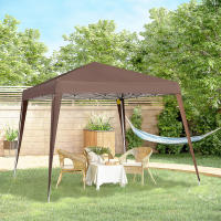 Outsunny Carpa Plegable 2,4x2,4 m, Pop-up, Cenador Pabellón de Jardín, Altura Ajustable con Bolsa de Transporte, Anti-UV, Impermeable, Gazebo para Camping, Fiestas, Exterior, Café - details 3