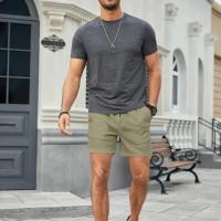 Shorts De Entrenamiento Para Hombres Verano 2024 Color Sólido Algodón Lino Transpirable Pantalones Sueltos Deporte Al Aire Libre - details 1