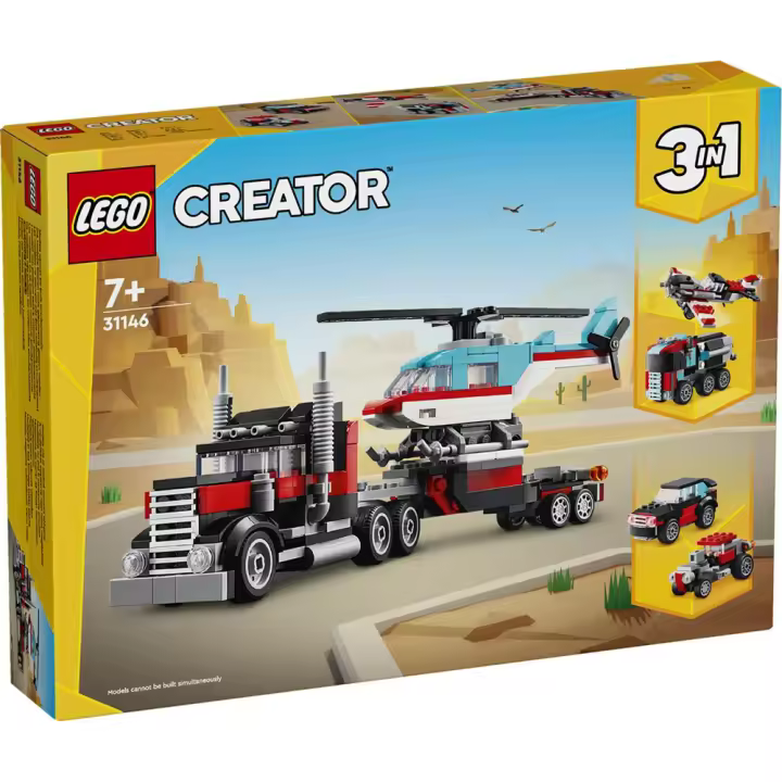 Juego de construccion Camión Plataforma con Helicóptero Lego Creator (LEGO 31146) - 1