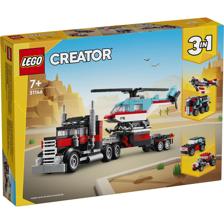 Juego de construccion Camión Plataforma con Helicóptero Lego Creator (LEGO 31146) - 1