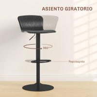 HOMCOM Conjunto de 2 Taburetes Altos de Cocina Sillas Altas de Cocina Giratorias con Respaldo y Altura Ajustable Carga 120 kg para Bar Salón Comedor - details 0