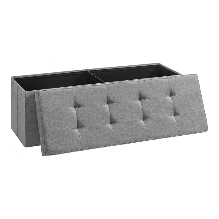 Banco de almacenaje de 110 cm, con mucho espacio para guardar tus cosas, cómodo y plegable, con tapa, otomana, taburete acolchado, varios colores disponibles - 1