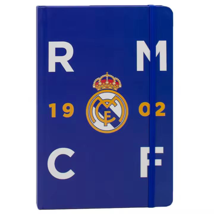 Real Madrid - Cuaderno Tapa dura Con Escudo 21x15cm - Blog de Notas en dos colores A5 : Azul o Blanco - Producto Oficial - 1
