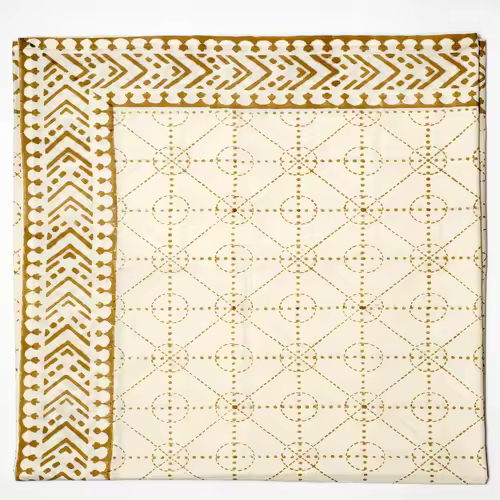 Mantel artesanal block print de 100% algodón natural140 x 220 cm - Hecho a mano en India - Estilo bohemio  de la marca Origen - 1