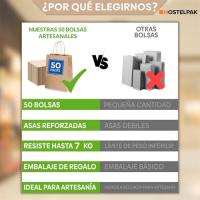 Hostelpak Packaging 50 Bolsas Papel Kraft - Bolsas de Papel con Asas Resistentes, Perfectas como Bolsa Regalo para Cumpleaños, Negocios o para los Alimentos - Bolsas kraft Ecológicas papel 100% reciclado - Bolsa con asa torsionada color marrón reciclables - details 3