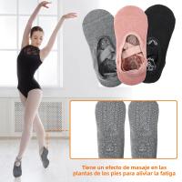 3 Pares De Calcetines De Yoga Para Mujer Antideslizantes Con Correas Para Ballet Y Pilates Deporte: Yoga Material: Algodón Talla: EUR 35-40 US 4.5-8.5 - details 2