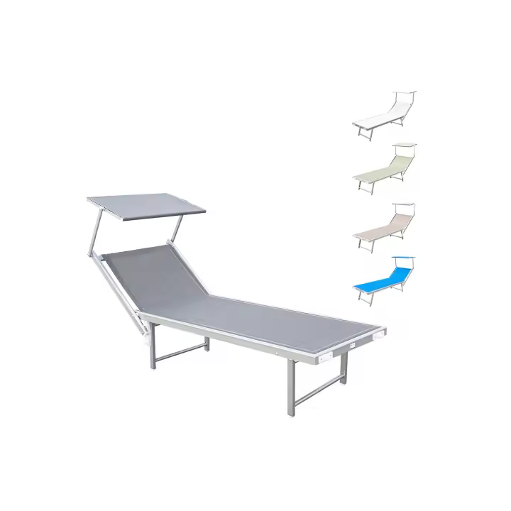 Mediawave Store LUXURIOUS Sunbed Parasol de aluminio con respaldo reclinado 180X60X40 - 1