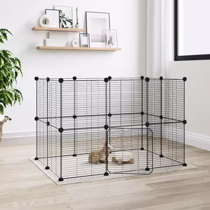 vidaXL Jaula para mascotas de 20 paneles puerta acero negro 35x35 cm - 1