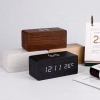 Reloj De Alarma Digital De Madera Con Carga Inalámbrica Reloj LED Con Hora Fecha Temperatura Para Escritorio Oficina Lado Del Cama Moderno - details 8