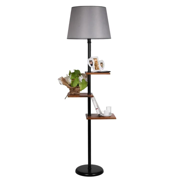 Lámpara de pie WELLHOME con Estructura de metal color Negro Gris - 1