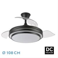 FABRILAMP Ventilador DC Ibe 59w 6980lm NEGRO 3 Asp.desp. 107d 3000-4000-6000k, 6 velocidades Remoto, Reg.intensidad, Memoria Y Temporizador Incluye mando a distancia y dos tijas de 10 y 25 centímetro Productos originales calidad de confianza - details 0
