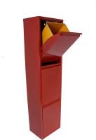 Papelera de reciclaje vertical de 3 cubos apertura individual rojo - details 0