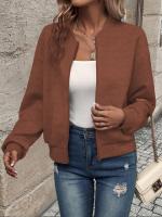 Chaqueta De Cierre De Cremallera De Color Sólido Para Mujer Estilo Casual Y Moda Durable Y Lujosa Para Otoño E Invierno - details 17