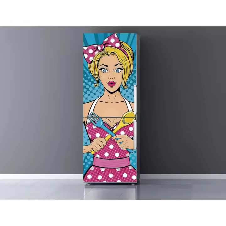 Oedim Vinilo para Frigorífico Mujer cómic Vintage 185x60cm | Adhesivo Resistente y Económico | Pegatina Adhesiva Decorativa de Diseño Elegante - 1
