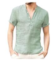 Summer new men's short-sleeved T-shirt casual cotton and linen LED T-shirt breathable men's T-shirt S-5XL - details 1