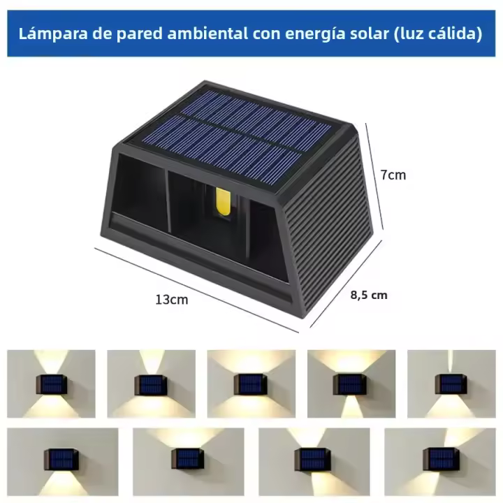 Lámpara De Pared Solar Moderna 10W COB IP65 Impermeable Para Exterior Decoración De Jardín Patio Valla Ambiente - 1