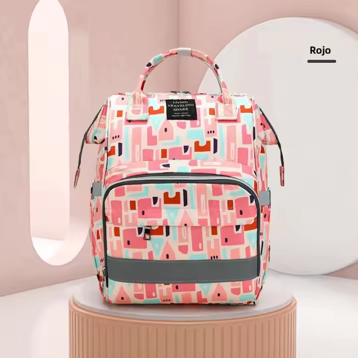Bolso De Pañal Para Mamá Con Gran Capacidad Organizadora Bolsa De Bebe Con Estampado Floral Bolso De Mano De Moda Para Mujer Bolsa De Lactancia - 1