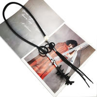 Collar Largo De Moda Bohemia Para Mujer Con Diseño De Borla Joyería Sencilla Y Gótica Accesorios Para Fiesta Correa Elástica De Silicona Color Negro - details 5