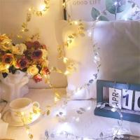 Guirnalda De Plantas Artificiales Con 30 LEDs Amarillo Y Plateado Para Bodas Y Fiestas En Casa Fuente De Energía Por Batería Decoración De Navidad - details 7