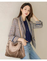 Bolso de mano de PU para mujer de moda, estilo europeo y americano, con costura, sencillo, de alta calidad, Grande. - details 7