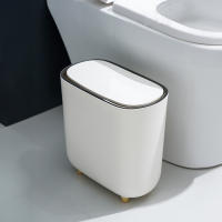 Bote de basura con anillo de prensa de forma estrecha con tapa para espacio de baño, resaltando las características de la clasificación de basura - details 4