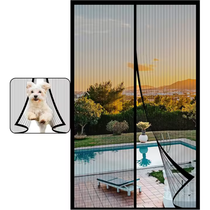 Mosquitera Puerta Magnetica 100x210CM, Cortinas Antimoscas Puerta Exterior con Iman, Cortina Contra Mosquitos con Imanes, Cortinas Antimosquitos para Puertas Exteriores, Fly Curtains for Door(Negro) - 1