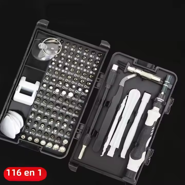 Juego De Destornilladores Precisi\u00f3n 116 En 1 Magn\u00e9tico Para Reparaci\u00f3n Profesional De iPhone PC Reloj Gafas Herramienta Multifuncional Antideslizante Negro - 1