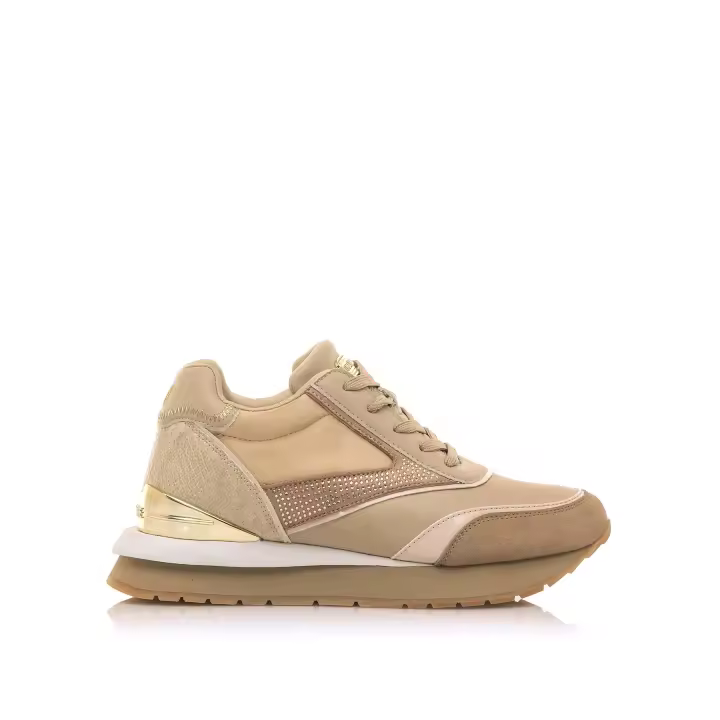 MARIAMARE Deportivas Mujer 68323 Beige - Zapatilla Casual Jogger con Plataforma Interior y Piedras Brillantes - 1