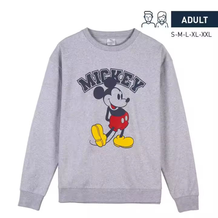 Mickey Sudadera Unisex Algodón y Poliéster Estampada Cuello Redondo Tallas M-XXL - 1