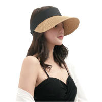 Sombrero De Playa Plegable Para Mujer Sombrilla De Verano Protección Solar Algodón Y Lino Estilo Casual Gorro De Paja Ancha - details 5