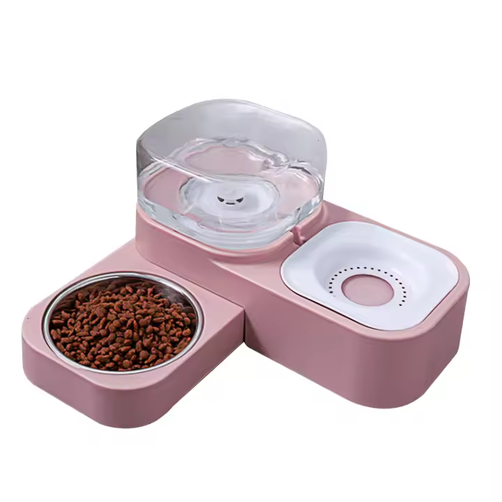 Tienda BIT Tazón Doble para Gatos Bebedor Automático Tazón de comida para Gatos Antivuelco sobre Beber Agua de Alimentación de Doble Proyecto Tazón para Perros Alimentador de Agua Cuadrado-Polvo de Maple inoxidable Pd2.cc - 1