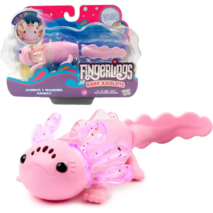 Bizak Fingerlings Axolot Interactivo, Ajolote Rosa Que Nada de Verdad, con más de 50 Sonidos y reacciones, Sabe Cuando está en tu Mano y adivina tu Estado de ánimo (61853142) - 1