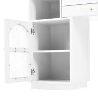Set de tocador con Espejo LED E iluminación en 3 Colores, tocador de Madera with 3 cajas y aparador, extensible-Dimensiones Diseño: 120/A90/D40 cm (taburete no incluido) - details 5