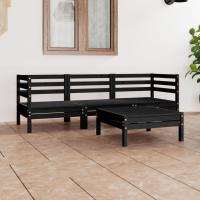 vidaXL Juego de muebles de jardín 4 pzas madera de pino maciza negro - details 0